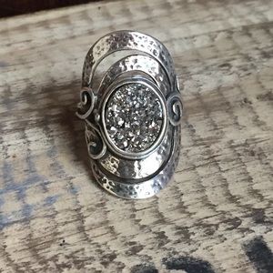 Sterling silver 925 silver druzy artisan ring 7